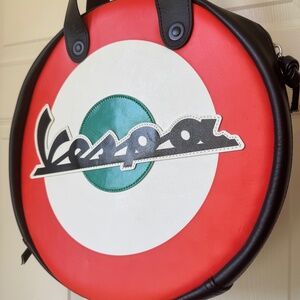 Vespa Round Mod Handbag White Red Green Italian Scooter Retro Statement Bag